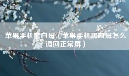 苹果手机黑白屏（苹果手机黑白屏怎么调回正常屏）